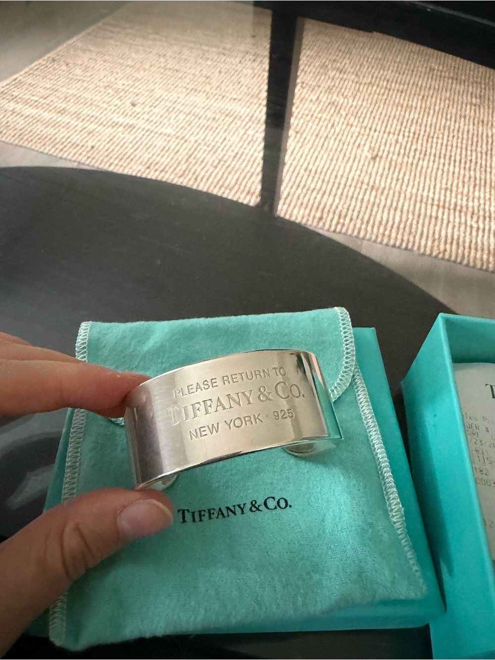 Tiffany & Co. Silver Cuff Bracelet with Tiffany Blue Pouch